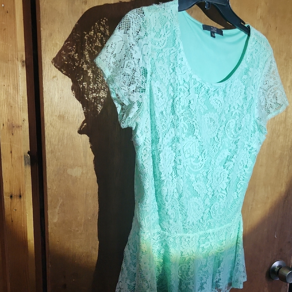 Alex Marie Mint Lace Blouse